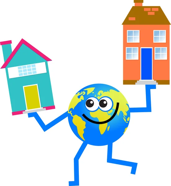 Housing globo cartone animato — Vettoriale Stock