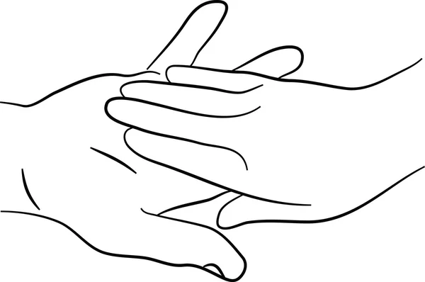 Main mâle et main femelle se touchant — Image vectorielle