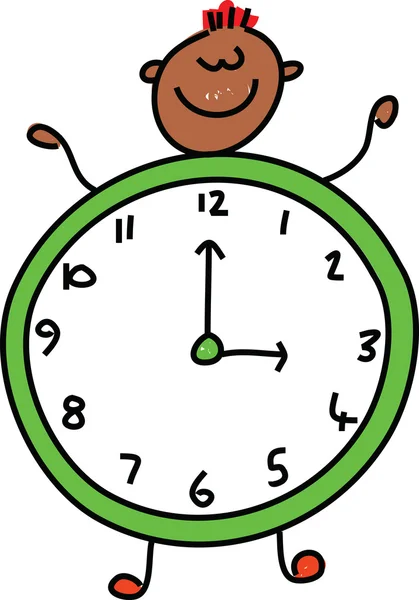 Kid with vintage clock — Stock Vector