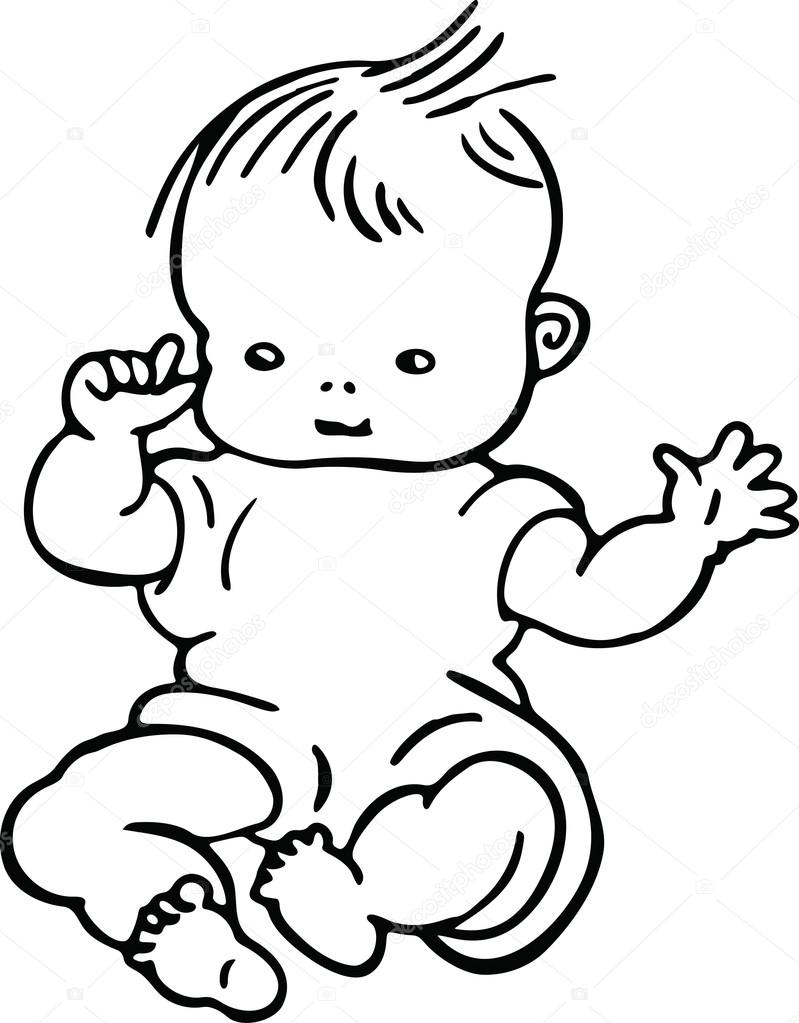 Simple line drawing of a cute baby Stock Illustration by ©Prawny ...