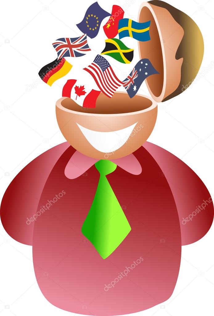 Man with different flags in his head