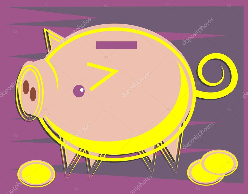 Piggy bank Sketch  on white background, vector