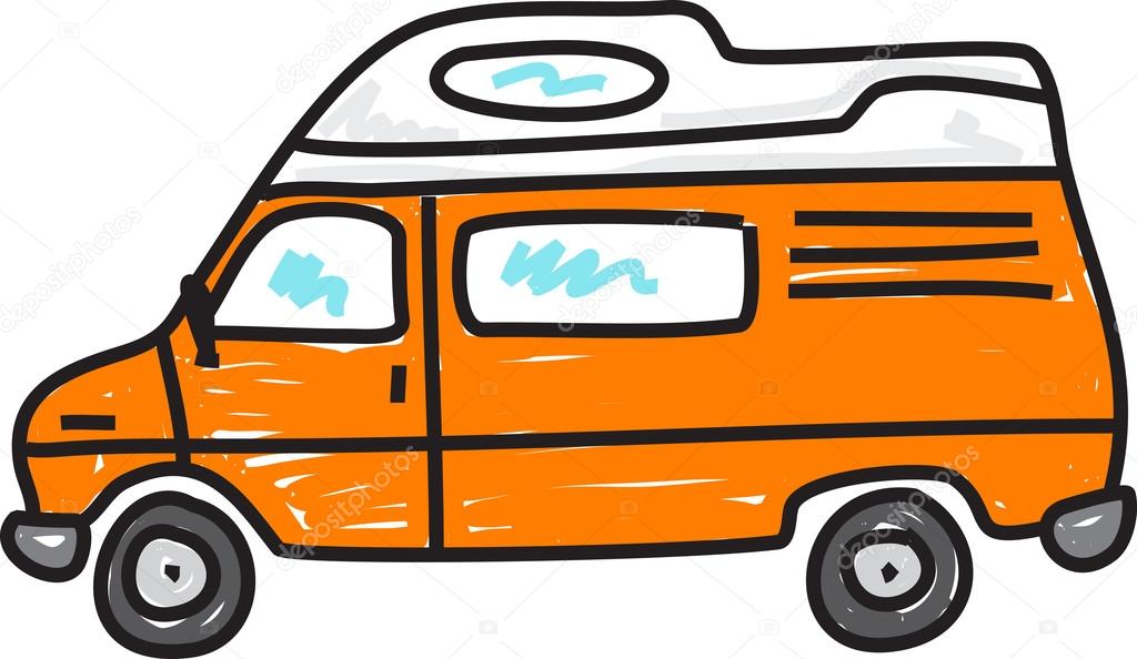 Funny  cartoon camper van.