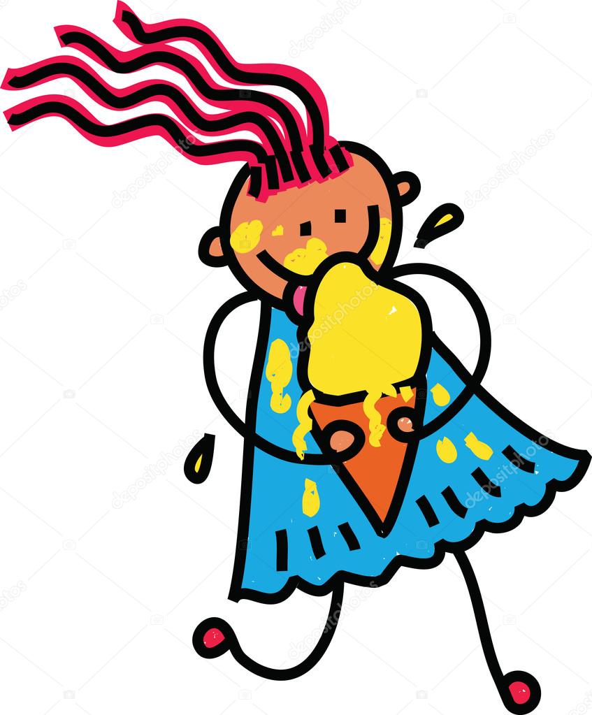 Illustrazione di A Girl Eating Ice Cream su priorit  bassa bianca — Vettoriali di Prawny