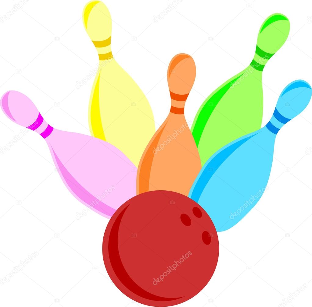Bowling ball getting a strike with bowling pins
