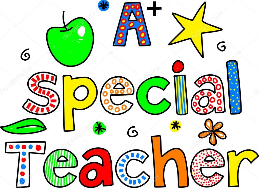 Cartoon text that reads - a special teacher