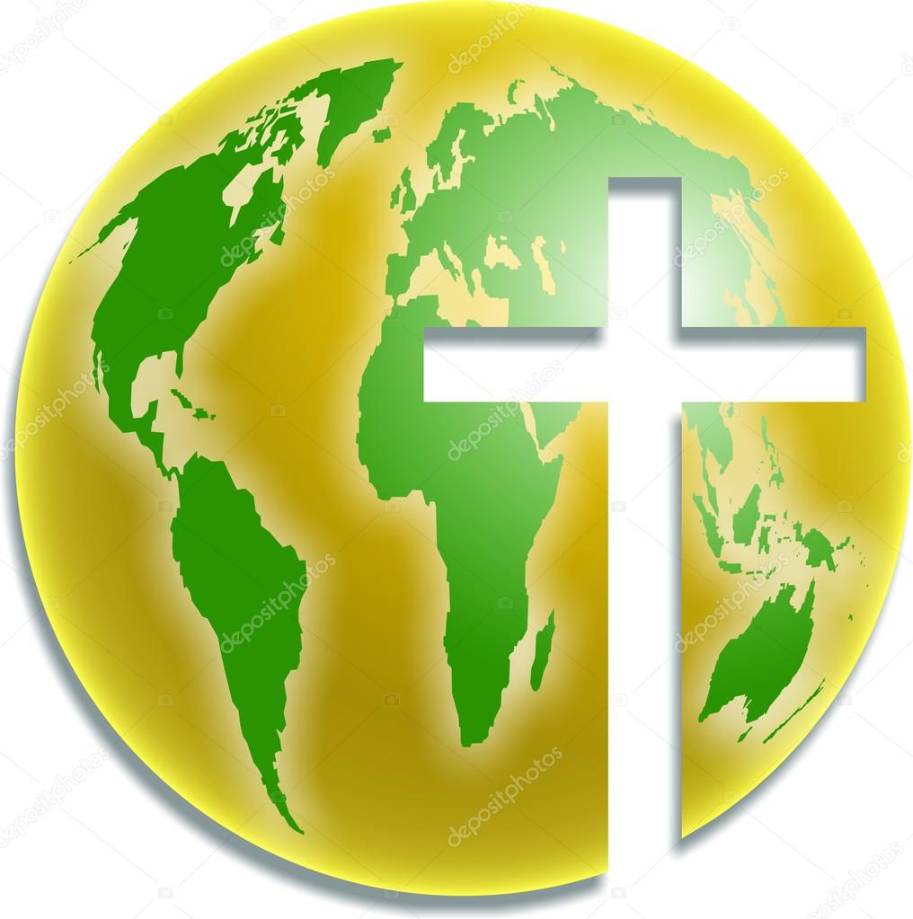 Cross over Earth. Cross and earth peace and love