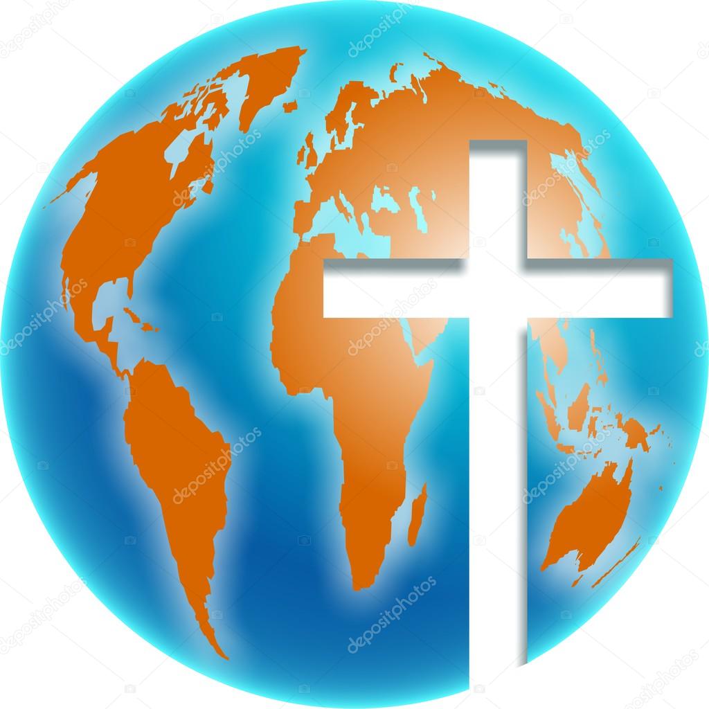 Cross over Earth. Cross and earth peace and love