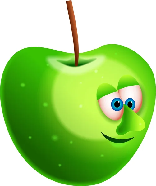 笑顔の青リンゴ漫画 — ストック写真