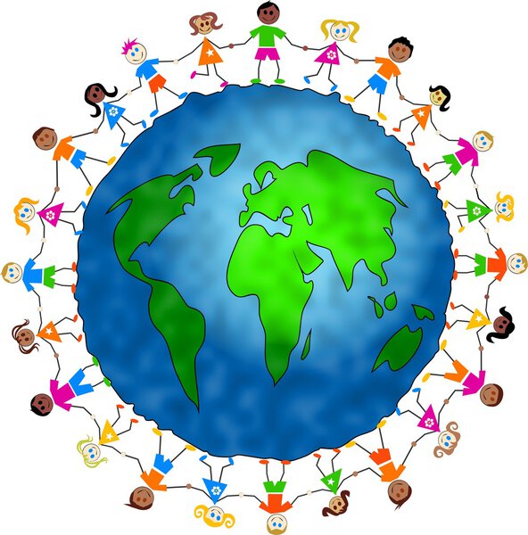 Kids around world globe