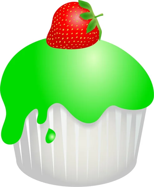 Cupcake com morangos — Fotografia de Stock