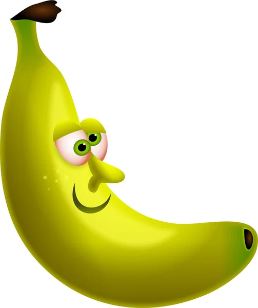 Cute fresh yellow cheeky smiling cartoon banana — Stock Photo, Image