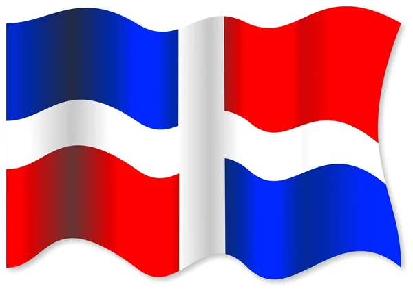 Close up shot of wavy Dominican Republic flag — Stock Photo, Image