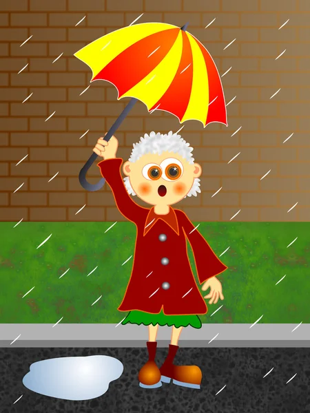 Frau mit buntem Regenschirm — Stockfoto