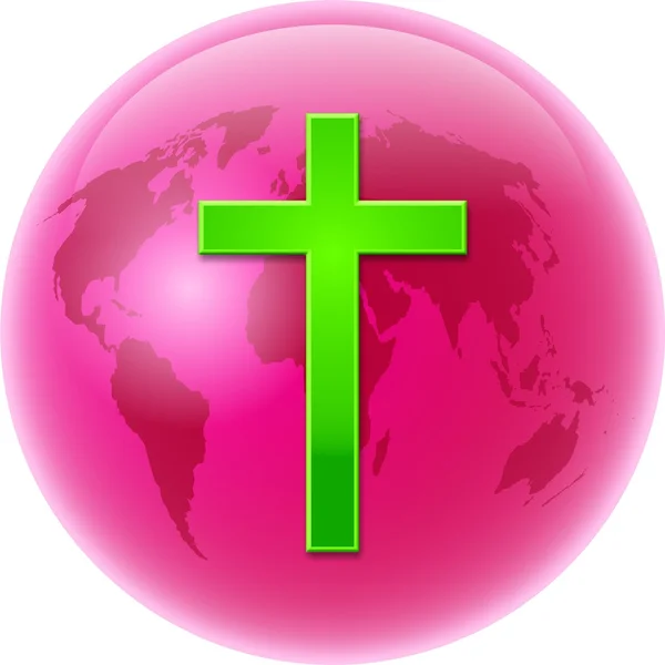 Cross and pink earth peace and love — Stok Foto