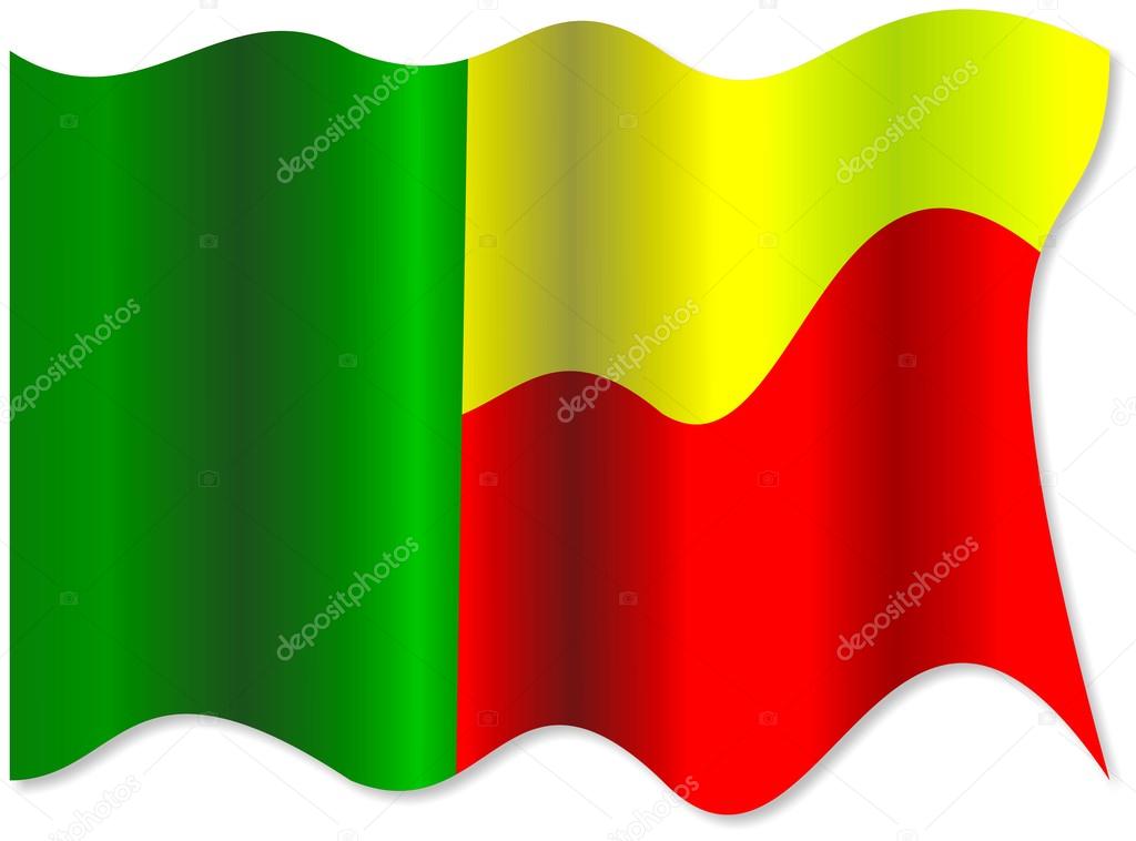 Closeup of Benin waving flag
