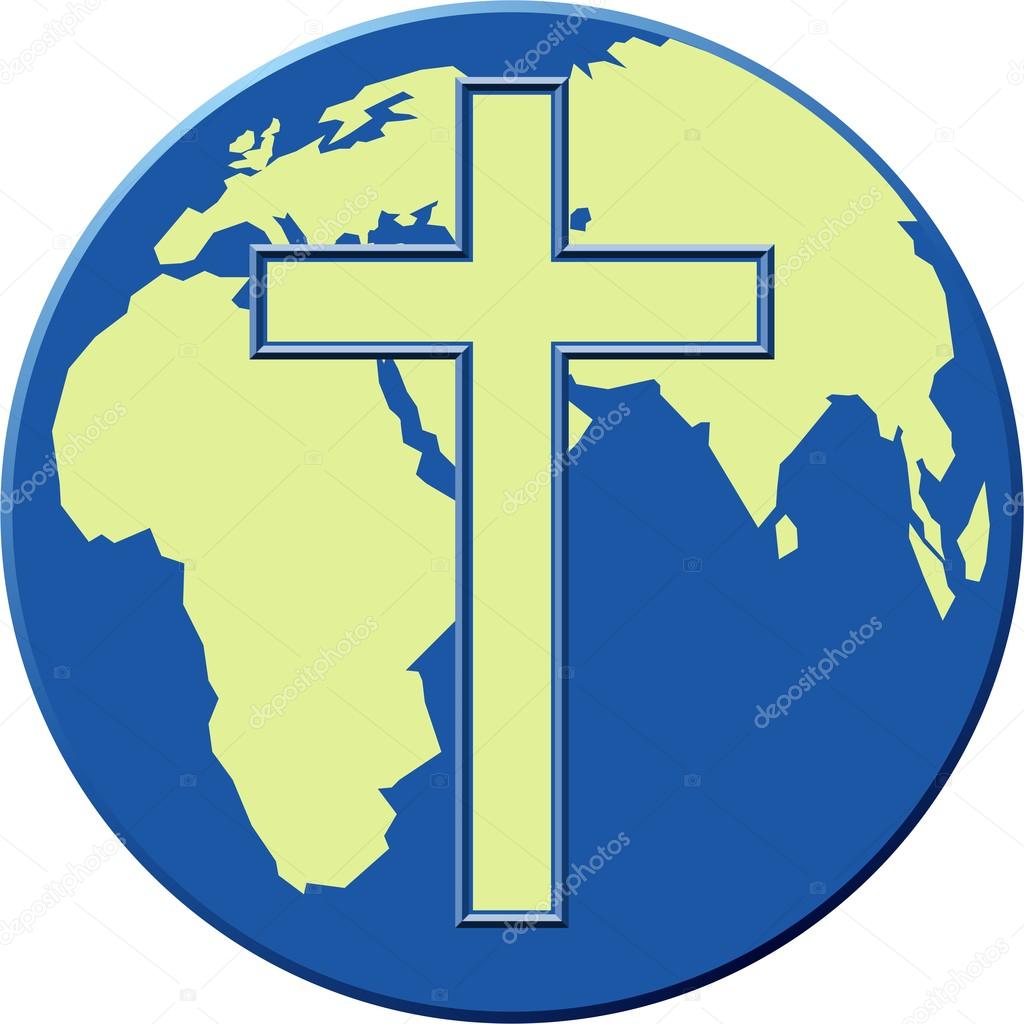 Cross over Earth. Cross and earth peace and love