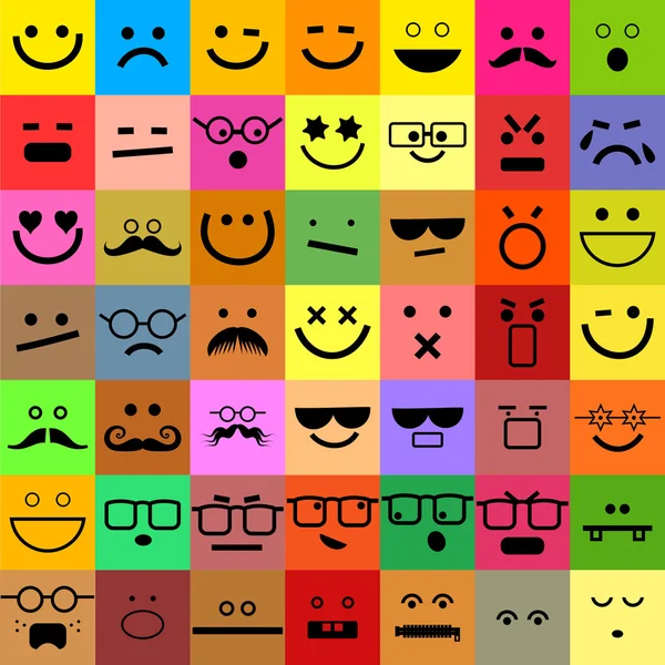 Square shaped emoticon faces — Stock Vector