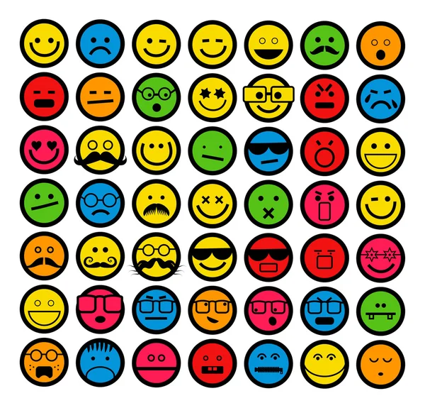 Conjunto de emoticons sorridentes do rosto — Vetor de Stock