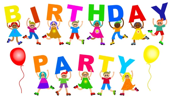 Fiesta de cumpleaños con niños — Archivo Imágenes Vectoriales