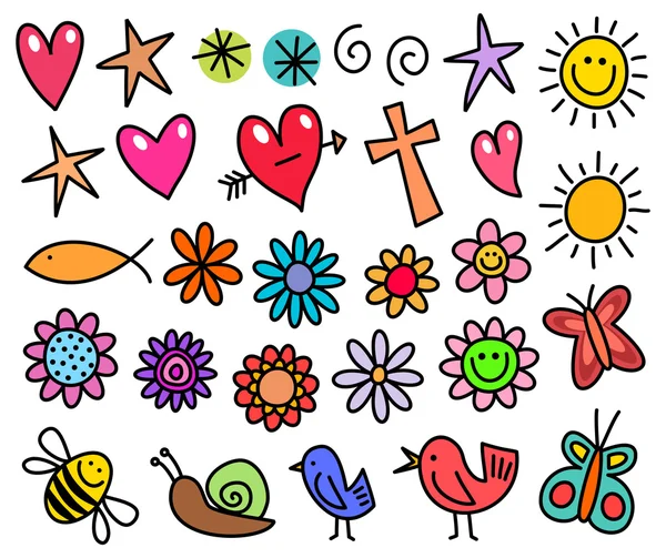 Karikatür tarzı kaprisli dingbat simgeler.