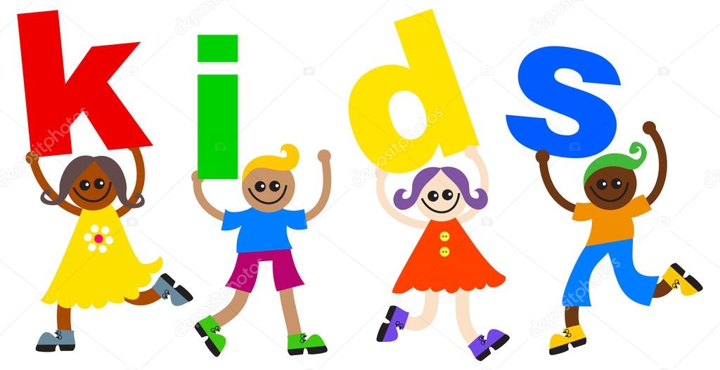 Children holding Kids word
