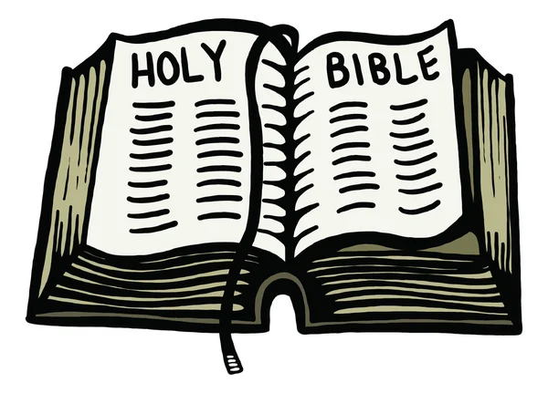 Doodle-Zeichnung einer offenen Bibel. — Stockvektor