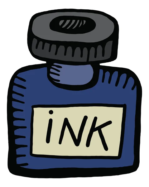 Bottle of blue ink. — Stock Vector