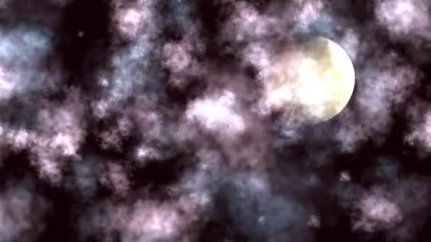 Volle maan op bewolkte hemel — Stockvideo