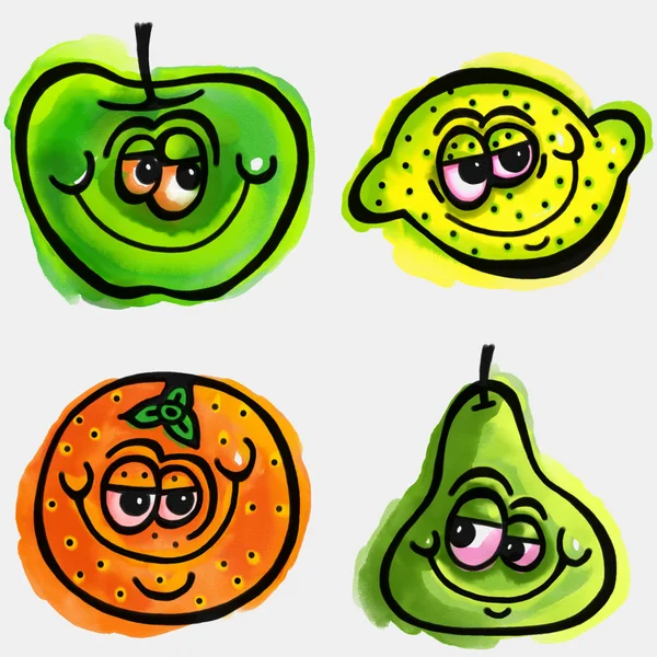 Zestaw owoców kreskówki — Zdjęcie stockowe