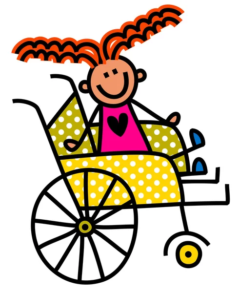 Bambino disabile in sedia a rotelle — Vettoriale Stock