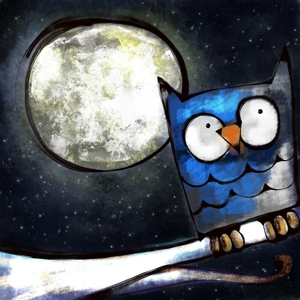 Night Owl malarstwo — Zdjęcie stockowe