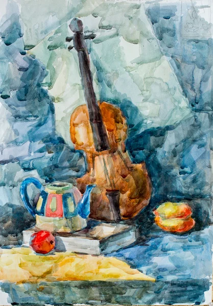 Violino, disegno ad acquerello — Foto Stock