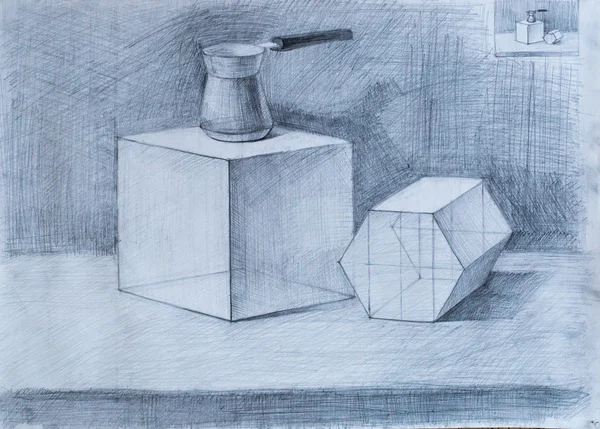 Nature morte, dessin au crayon — Photo