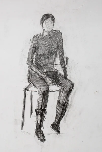 Adam, karakalem eskiz