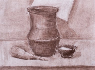 Natürmort, karakalem