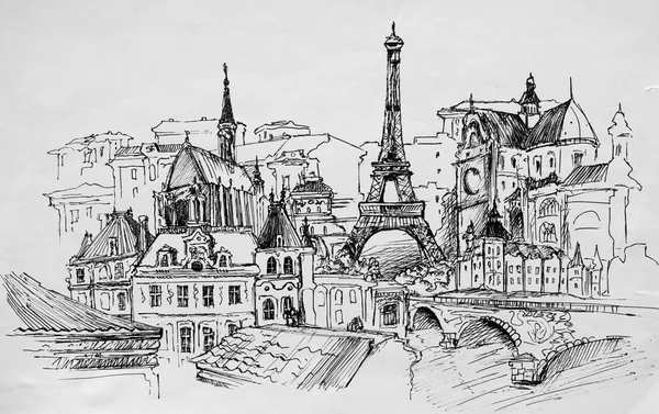 París, dibujo a lápiz —  Fotos de Stock