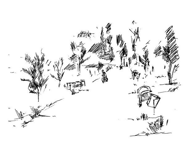 Callejón en el parque, ilustración vectorial — Archivo Imágenes Vectoriales