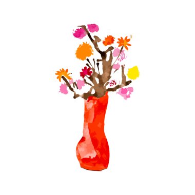 Vase and flowers, vector illustration