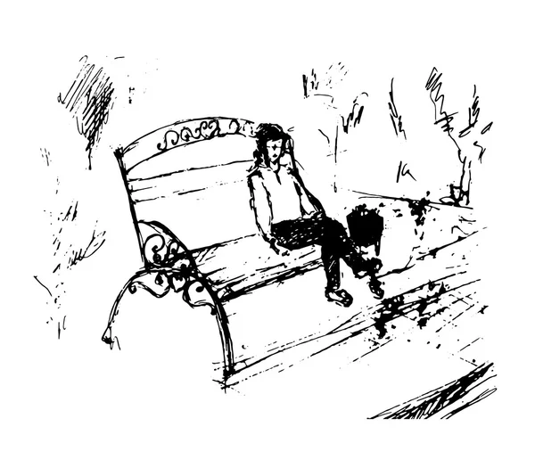 Banc dans parc, illustration vectorielle — Image vectorielle