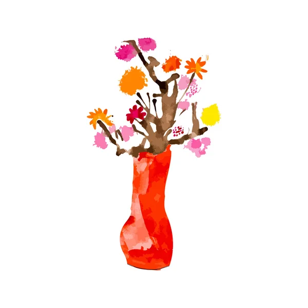 Vaso e fiori, illustrazione vettoriale — Vettoriale Stock