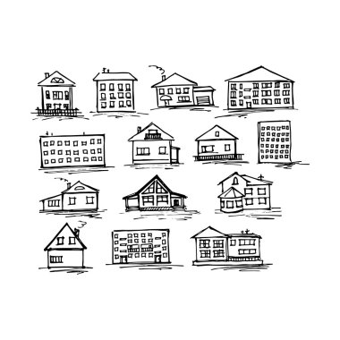 Kroki house, vektör çizim seti