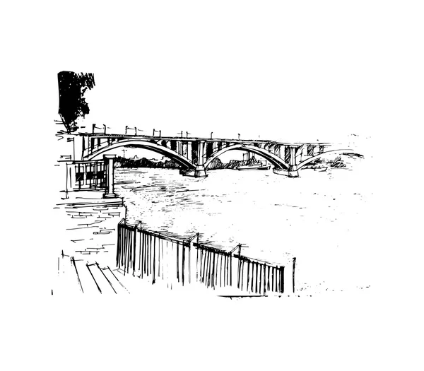 Híd a városban, vektoros illusztráció — Stock Vector