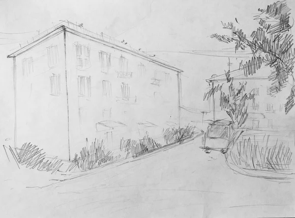 Rue, dessin au crayon — Photo