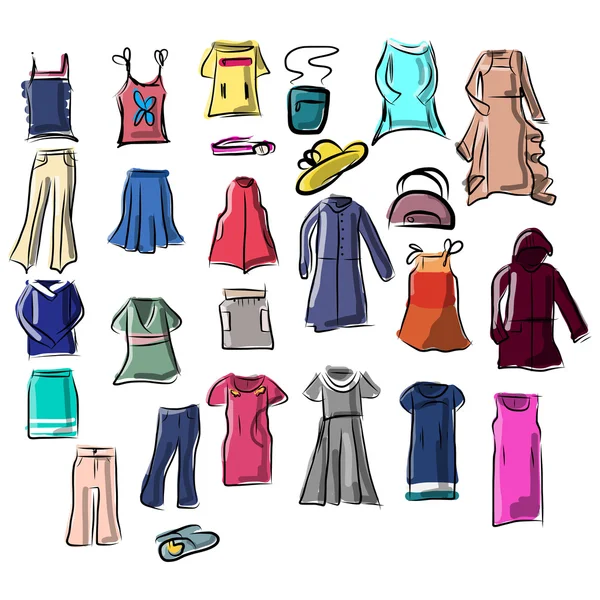 Set of Clothes, vector illustration — Stock Vector © Kolodochka #97474502