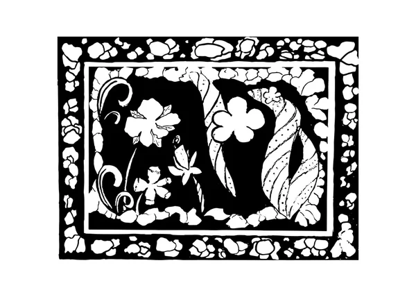 Cornice e fiori, illustrazione vettoriale — Vettoriale Stock