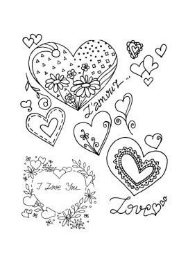 Kalp ve sevgi, vektör çizim