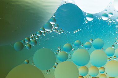 Yağ ve su yeşil, mavi ve gümüş soyut