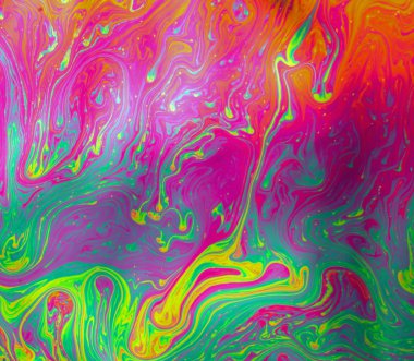 Psychedelic soyut sabun köpüğü tarafından ışık yansıtan kurdu