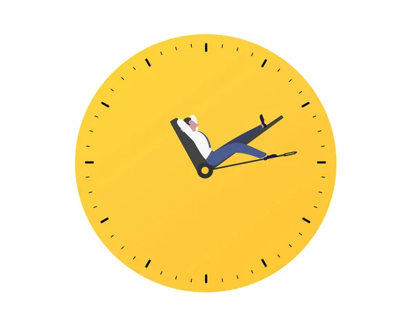 Businessman Sleeping on Clock. Deadline, Time Management Concept. — Stock Vector